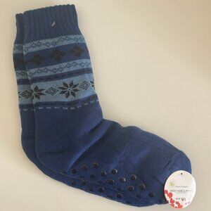 NWT Lanleo Blue Snowflake Sherpa-Lined Grip Men's Socks